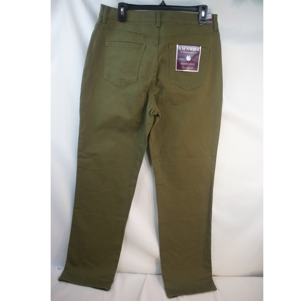 Gloria Vanderbilt Amanda Slimming Tapered Leg Jeans Olive Green 12 Average NWT - Picture 6 of 10
